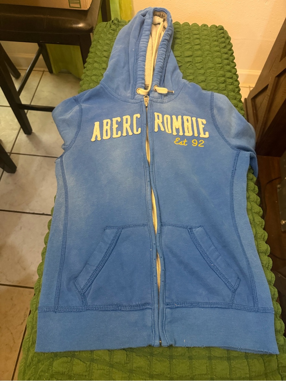 Abercrombie & Fitch Blue Sleeveless Zip Hoodie Vest